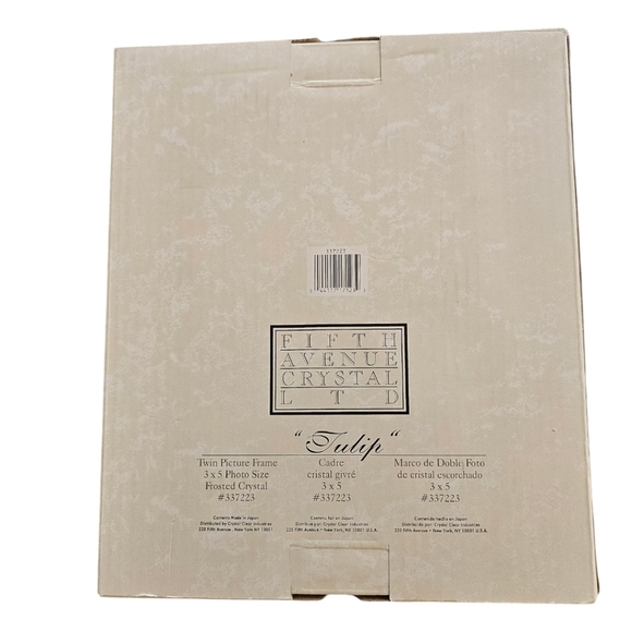 NIB Fifth Avenue CrystalLTD Tulip Edition Frosted Crystal Twin Picture Frame 3x5 - Picture 3 of 4